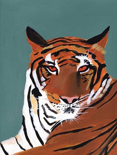 Colorful Tiger on Teal Art Print