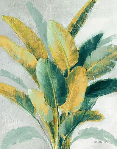 Greenhouse Palm II Teal Green and Gold Crop Art Print