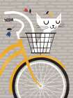Cruising Cat Yellow Art Print