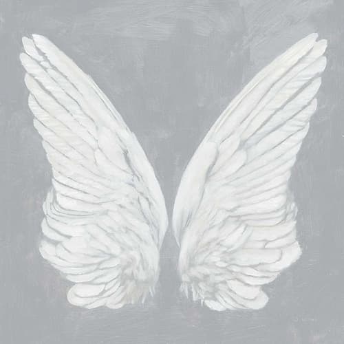 Wings I on Gray Minimalist Print