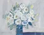 White Roses on Gray Art Print