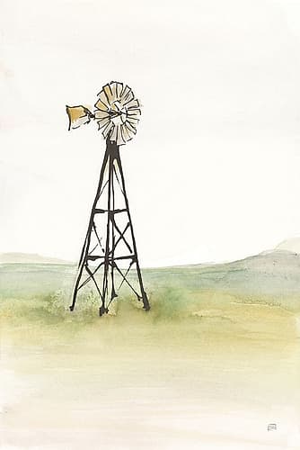 Windmill Landscape I Art Print