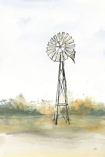 Windmill Landscape II Art Print