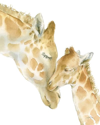 Giraffe Love on White Chambre de bébé reproduction