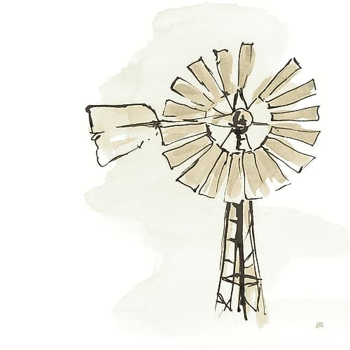 Windmill I Neutral Art Print