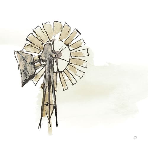 Windmill II Neutral Art Print