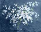 Fresh White Bouquet Dark Blue Art Print