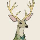 Deer on Cream Art Print