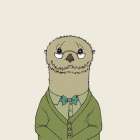 Otter on Cream Art Print