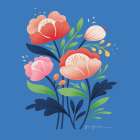 Flower Field II Bright Sq Art Print
