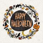 Halloween Wreath II Watercolor Art Print