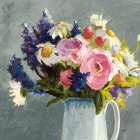 Bouquet in Spanish Jug II Gray Art Print