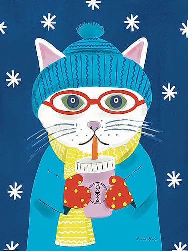 Seasonal Cat IV Coffee Print