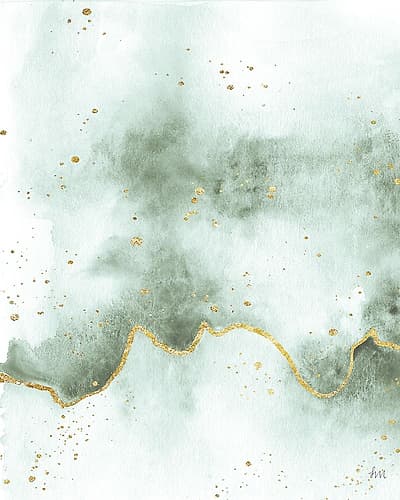 Sea Flow with Gold II Art Print by Laura Marshall