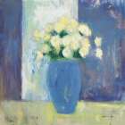 Ranunculi in Blue Vase Art Print