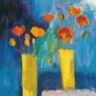 Cadmium Orange Poppies on Blue