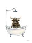 Highland Cow in Tub Art Print