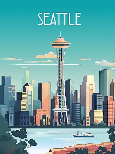 City Sights Seattle Signs Print