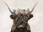 Longhorn with Rose Crown Texture Art Print