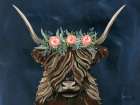 Longhorn with Rose Crown Texture Dark Art Print