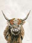Harvest Cow Floral Texture Light Art Print
