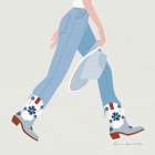 Cowgirly III Blue Art Print