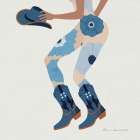 Cowgirly IV Blue Art Print