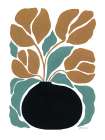 Boho Golden Flowers in Vase II Art Print