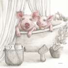 Pigs in a Tub Color Art Print
