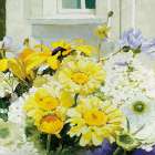 Cottage Susans and Daisies Art Print