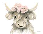 Spring Highland Cow Art Print