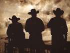 Three Cowboys Sepia Art Print