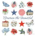 Red White and Blue Floral IV Art Print