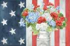 Red White and Blue Floral V Art Print