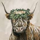 Harvest Cow Sage Square Art Print