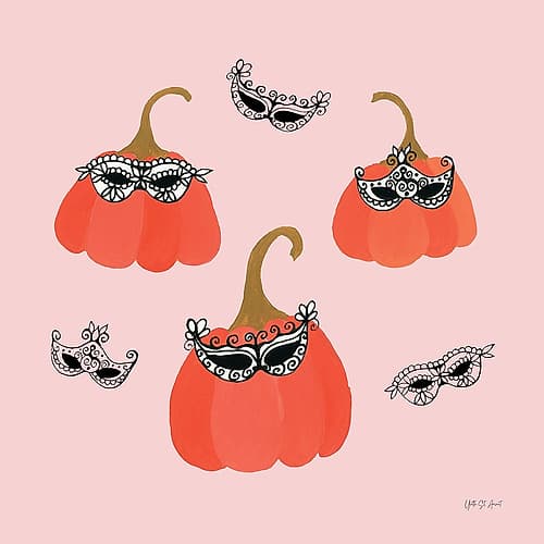 Masquerade Pumpkins Art Print