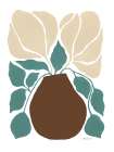 Boho Golden Flowers in Vase I Neutral Art Print