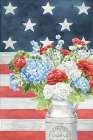 Red White and Blue Floral V Veritcal Art Print