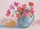 Pink Flowers with Lemon Art Print