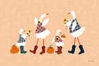 Ducks in the Pumpkin Patch I Art Print