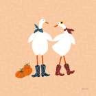 Ducks in the Pumpkin Patch II Art Print