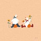 Ducks in the Pumpkin Patch III Art Print