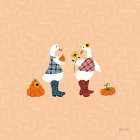 Ducks in the Pumpkin Patch IV Art Print