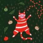 Mischief Kitty Christmas II Art Print