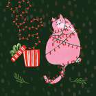 Mischief Kitty Christmas III Art Print