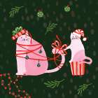 Mischief Kitty Christmas IV Art Print