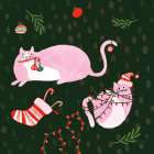 Mischief Kitty Christmas V Art Print