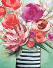 Spring Blooms in Striped Vase I Art Print
