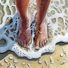 Standing In The Waves Art Print