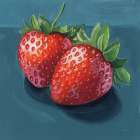 Strawberry Couple Portrait Art Print
